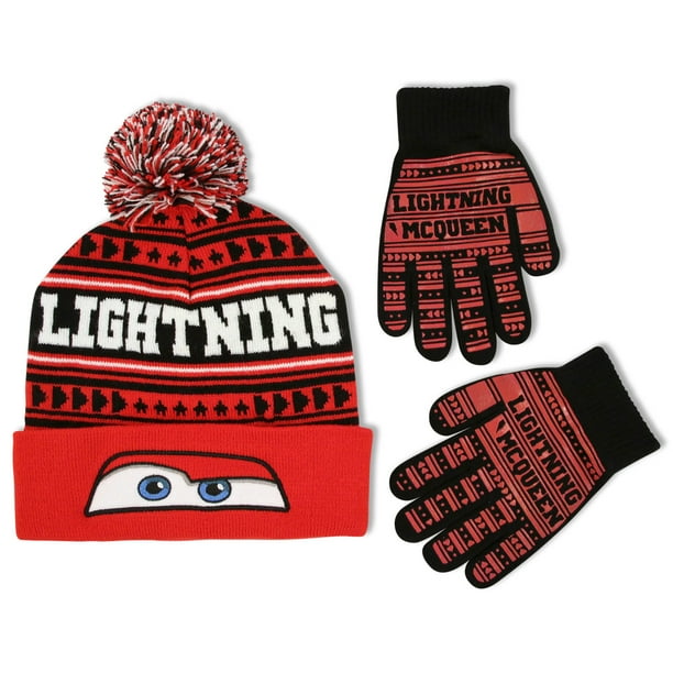 Disney Cars Lightning McQueen Acrylic Winter Hat Scarf and Gloves Set